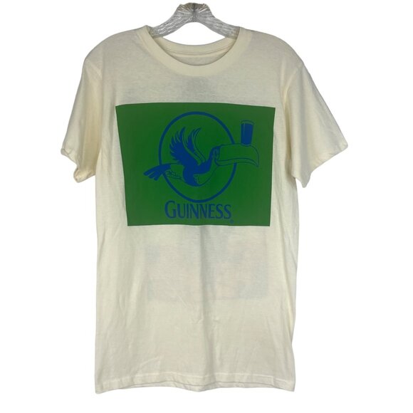 Guinness Beer Tshirt Toucan Graphics Double-Sided Print Medium Cream New WOT - Picture 2 of 7